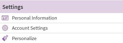 example of the settings section in ARC MyChart